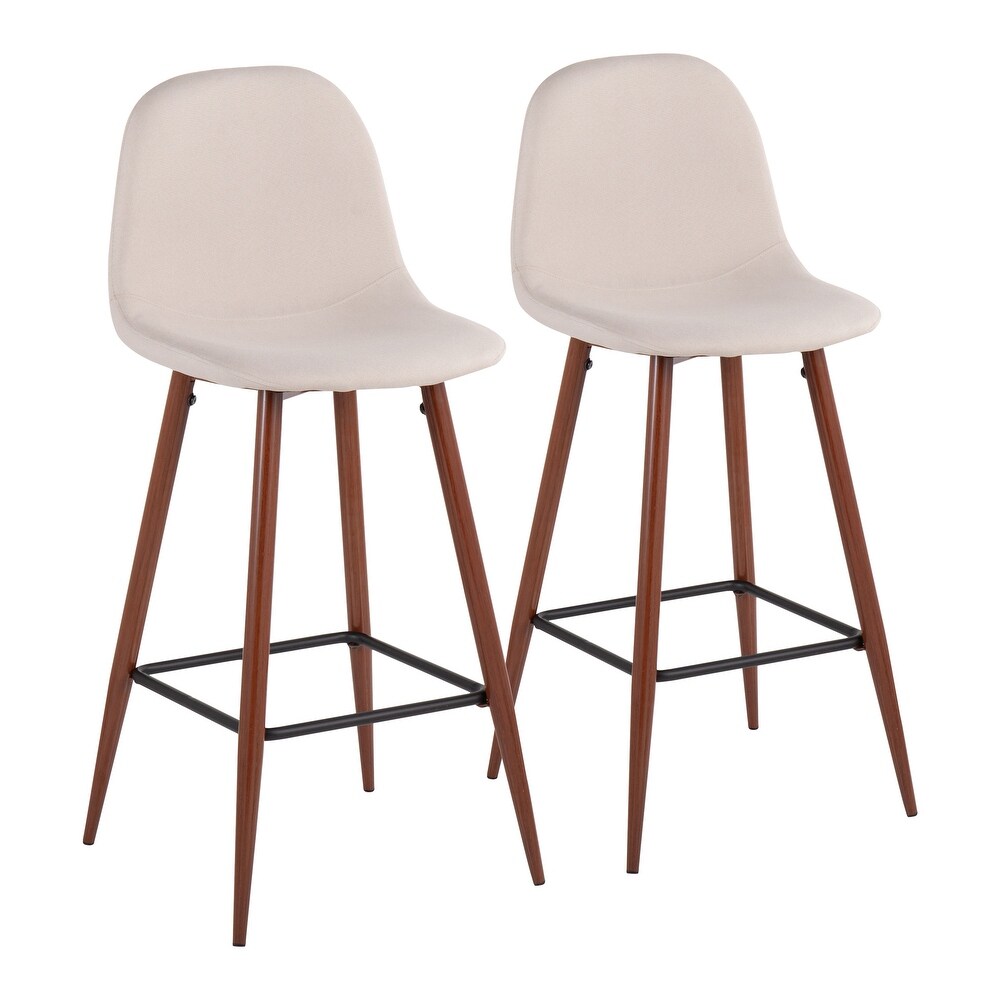 Lumisource Barstool in Walnut Metal and Light Grey Fabric  Set of 2   19\