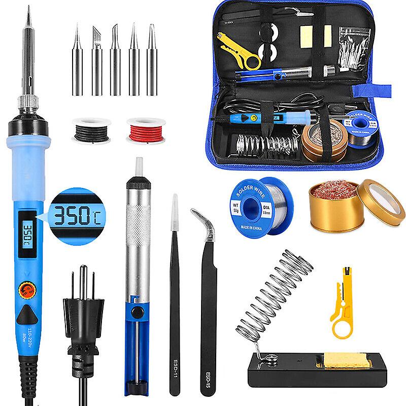 Soldering Iron Set 80w Station Temperature Solder Iron Wire Stand Kit