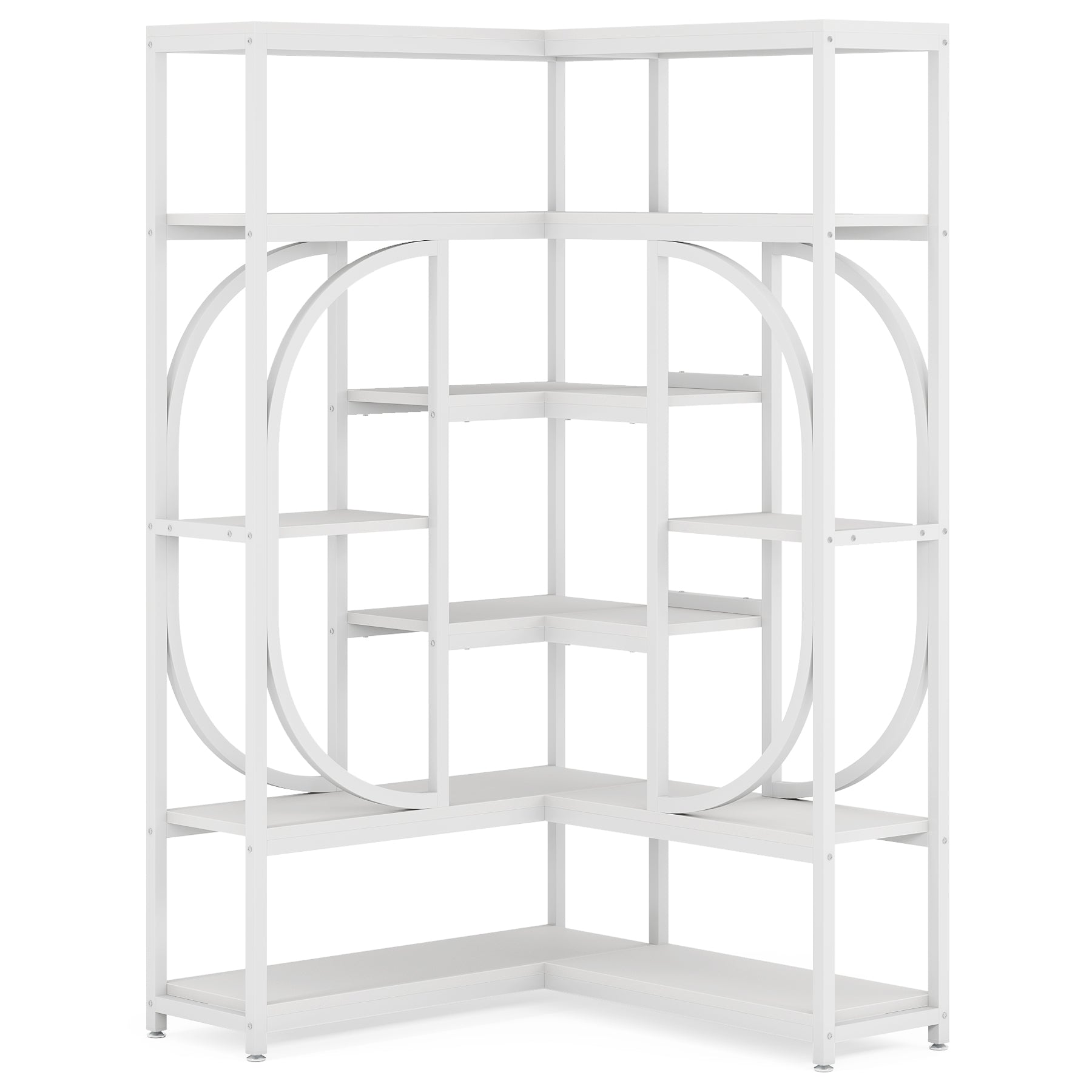 7-Shelf Corner Bookshelf, L-Shaped Bookcase Display Rack