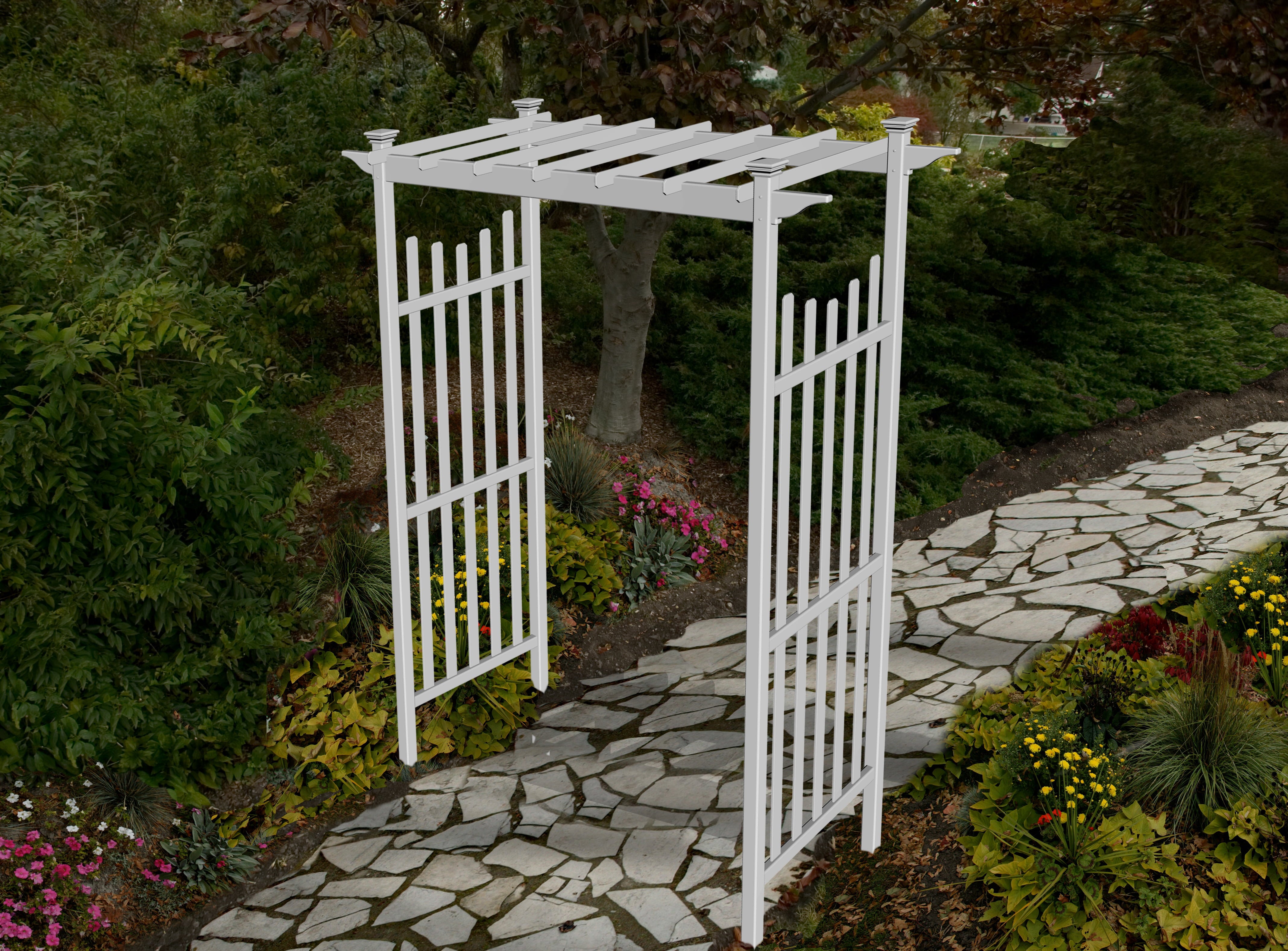 Vita 45" x 83.75" Cardiff Vinyl Arbor, White, VA78100