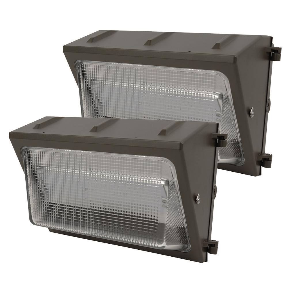 Feit Electric 15 in. 76-Watt Bronze Daylight Outdoor Security Commercial Integrated LED Wall Pack Light (2-Pack) S15CWPK850BZ2