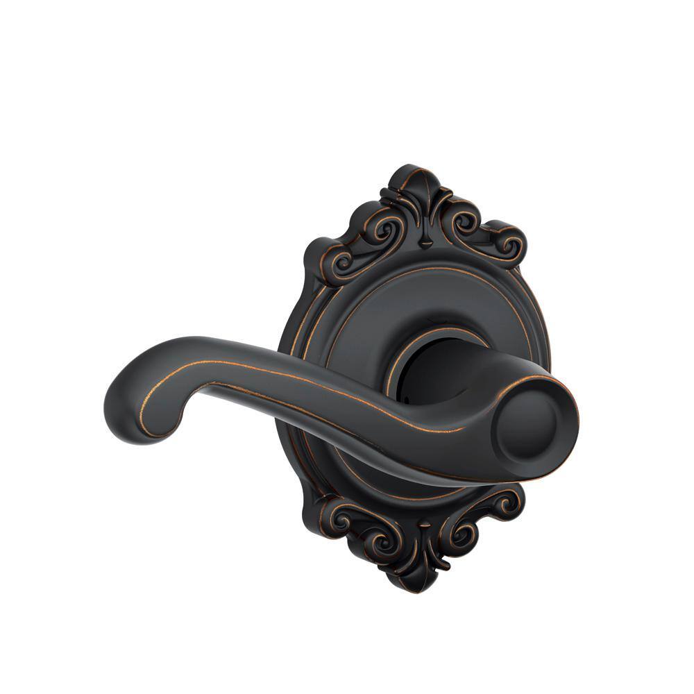 Schlage Flair Aged Bronze Passage HallCloset Door Handle with Brookshire Trim F10 FLA 716 BRK