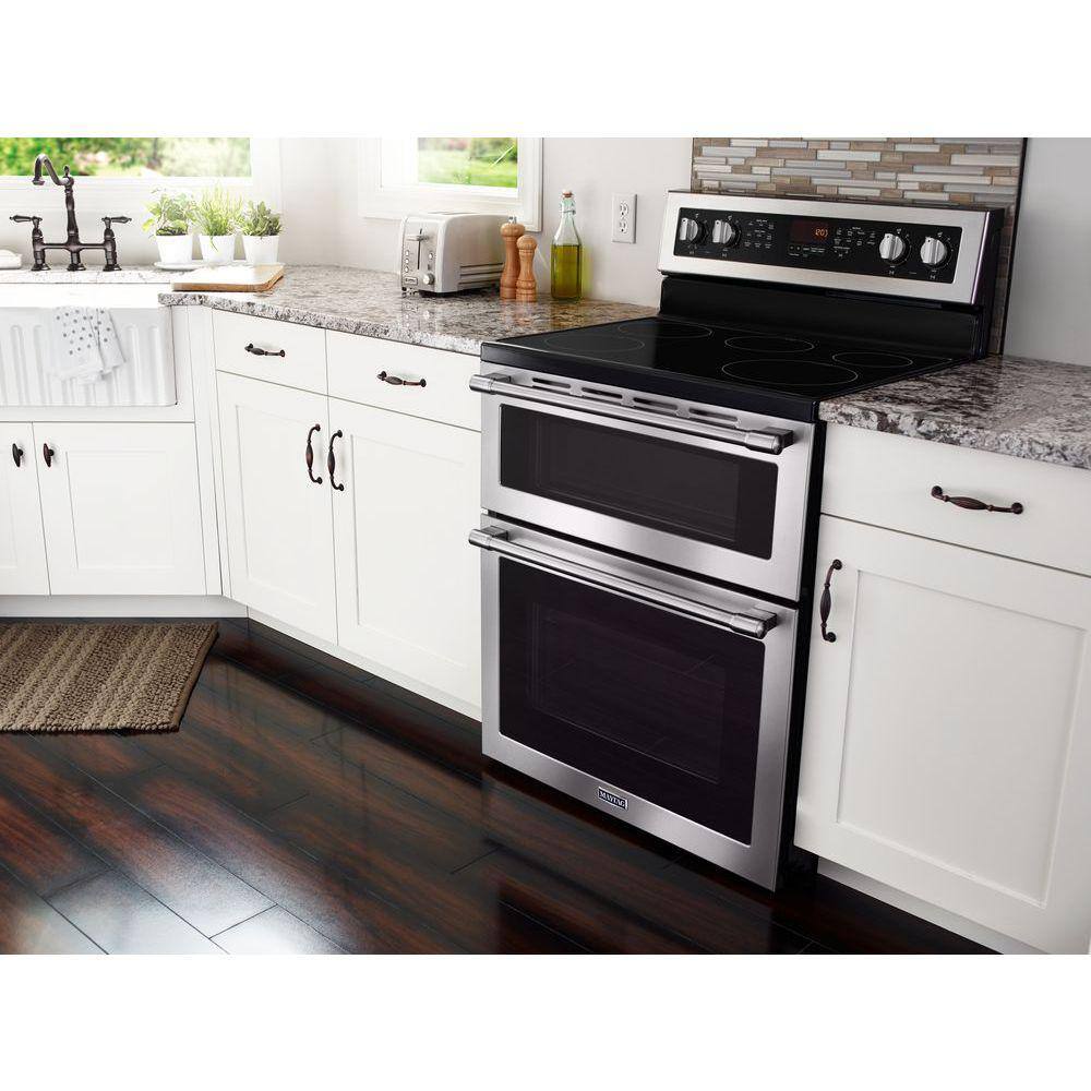 Maytag 6.7 cu. ft. Double Oven Electric Range with Convection Oven in Fingerprint Resistant Stainless Steel MET8800FZ