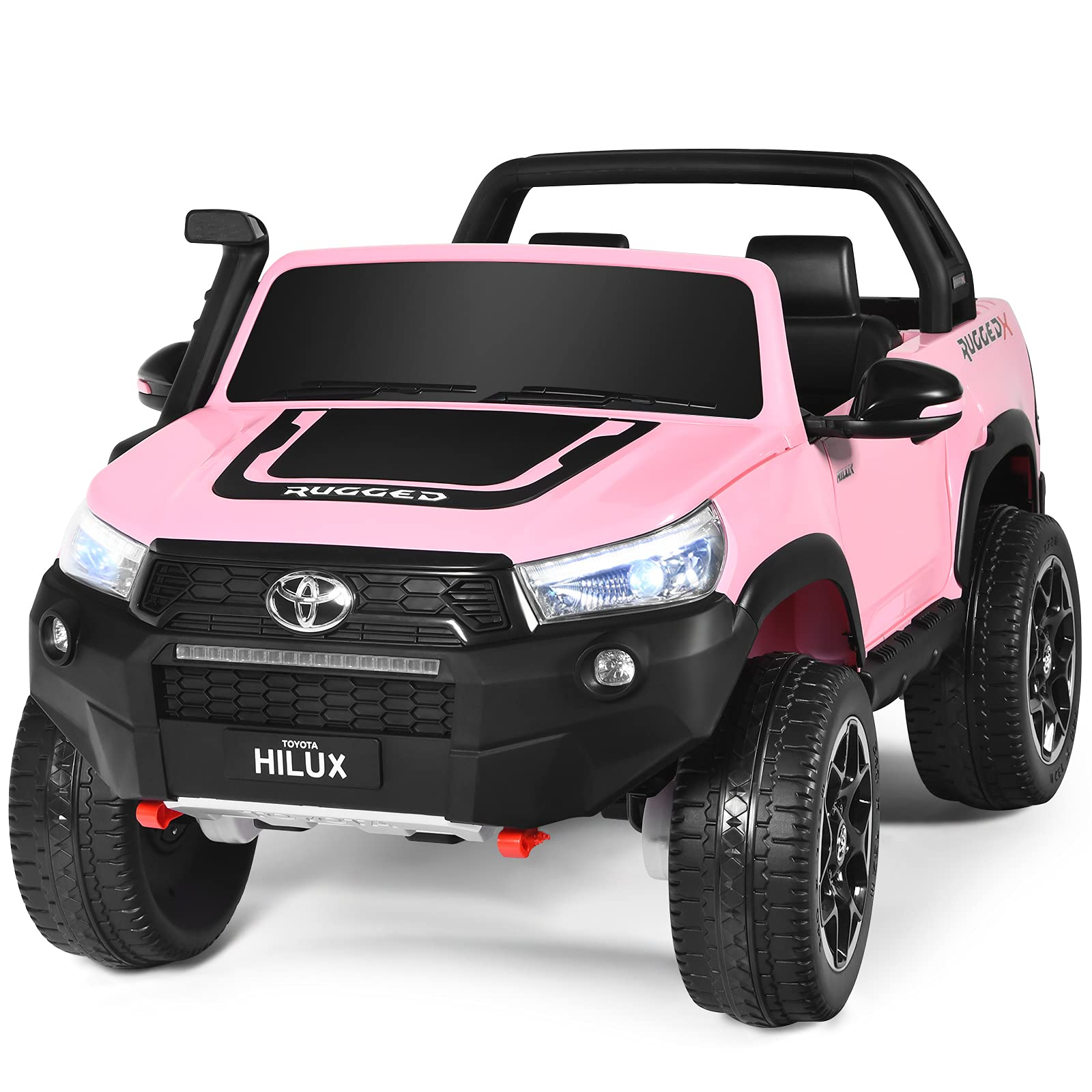 Costzon 2-Seater Ride on Car, 4WD 2x12V Licensed Toyota Hilux Battery Powered Truck w/ Remote Control