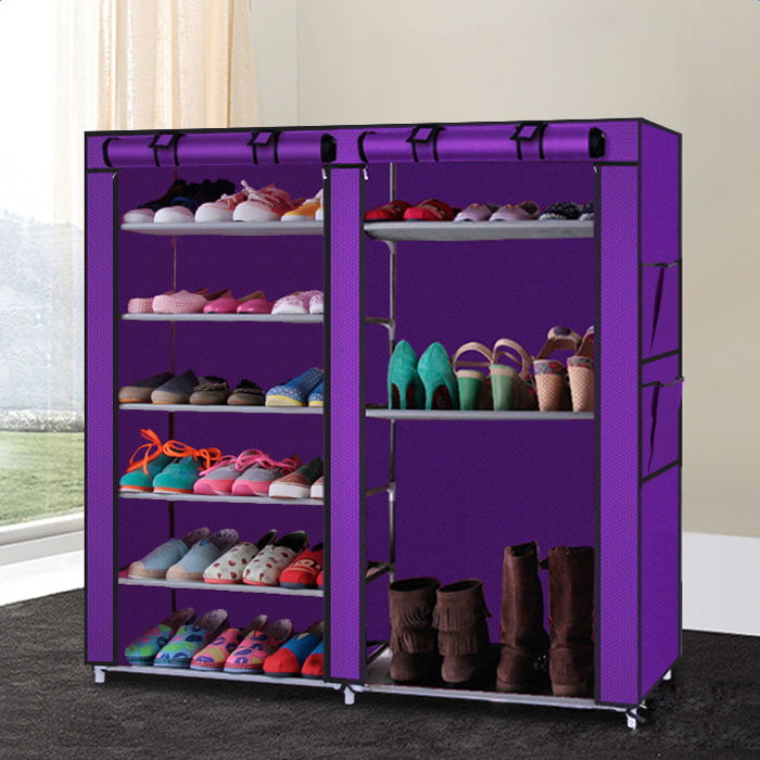 Zimtown Double Row 9 Lattices Portable Shoe Cabinet 6 Tiers Entryway Shoe Rack Shoe Shelf Shoe Tower Stand Closet Storage Organizer Space Saving， Multiple Colors