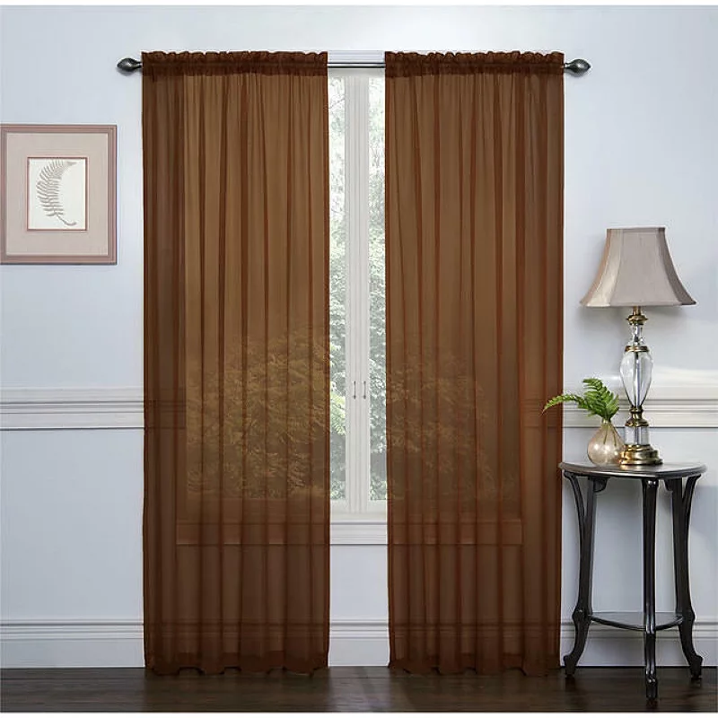 GoodGram 2 Piece Rod Pocket Elegant Sheer Voile Curtain Panels