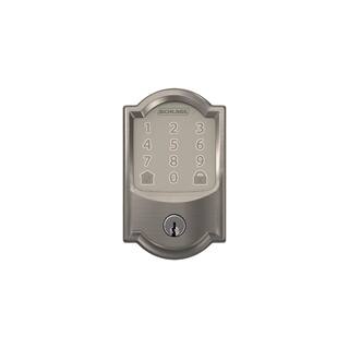 Schlage Camelot Satin Nickel Encode Wifi Electronic Touchscreen Door Deadbolt Alarmed Lock BE489WB V CAM 619