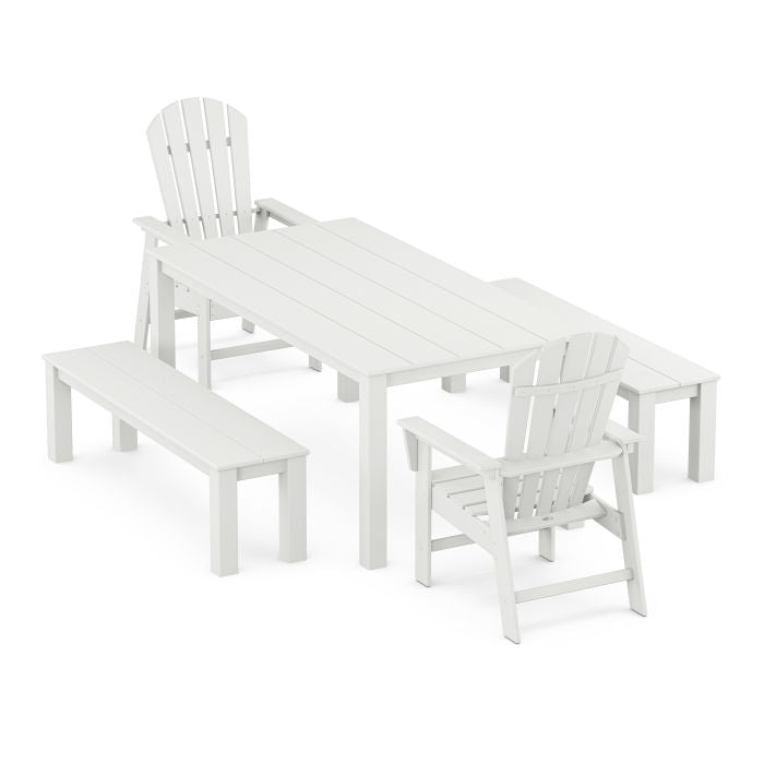 Polywood South Beach 5-Piece Parsons Dining Set with Benches PWS2315-1