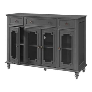 Home Decorators Collection Harriston Charcoal Black Solid Wood Glass Door Buffet M22084H1