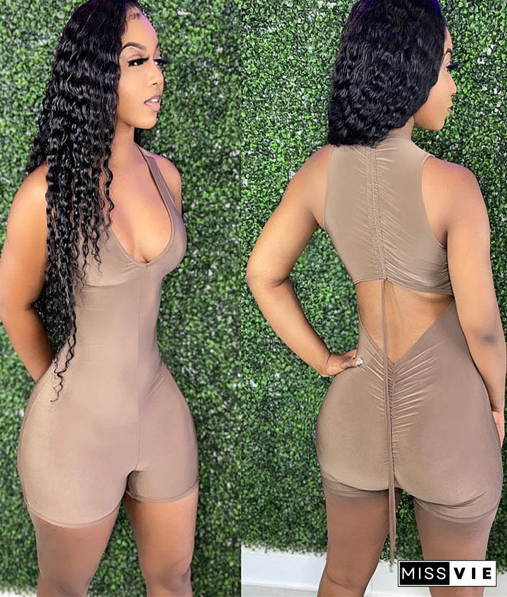 Hollow Out Folds Romper