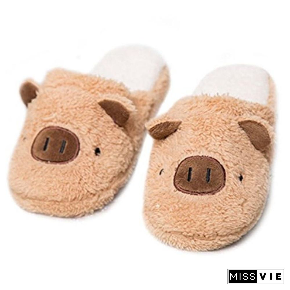 Lovely Men Women Couple Winter Pig Indoor House Slippers Anti-Slip Home Warm Shoes Gift