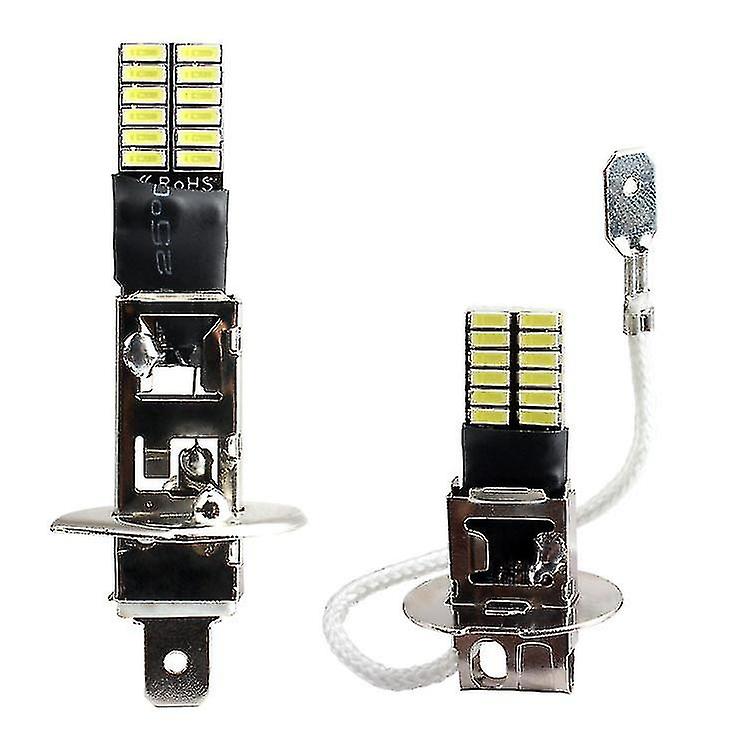 2pcs Car Fog Light，h1 4014 24smd Constant Current Super Bright Decoding Car Light Led Front Fog Bulb