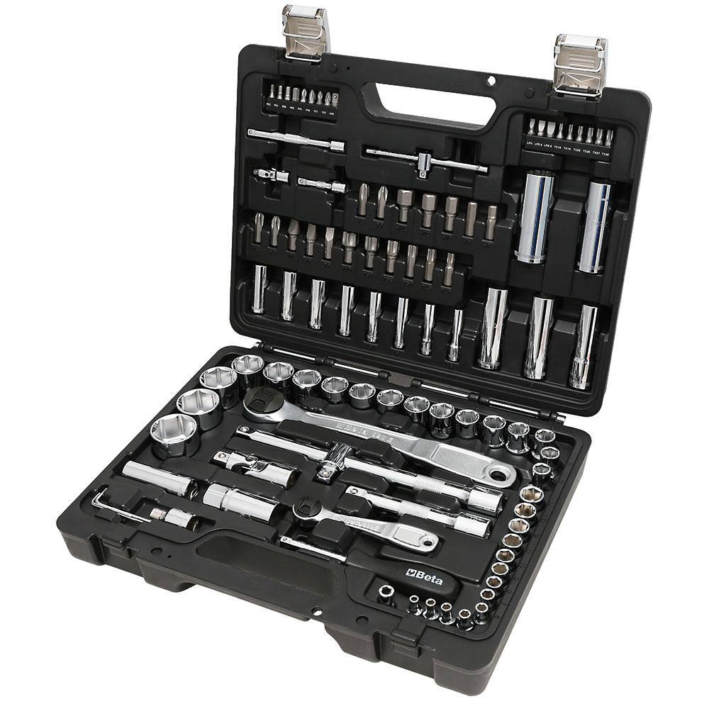 Beta 14 in. and 12 in. Drive Metric Socket Set with Ratchets Bits and Offset Hexagon Key Wrenches (98-Piece) 903EC98