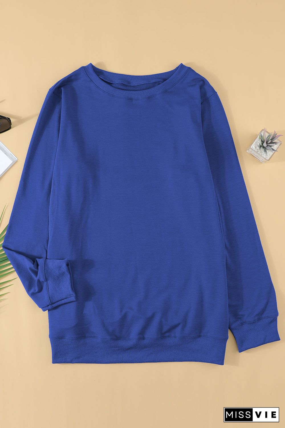 Blue Wash Fleece Pullover Sweatshirt