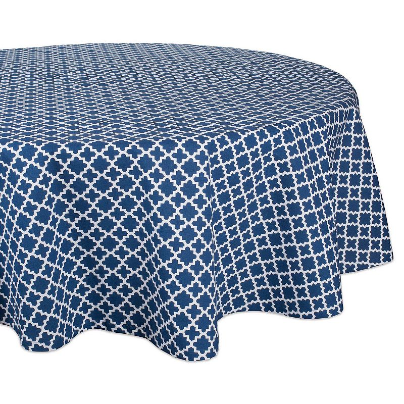 70 Navy Blue Cotton Lattice Tablecloth