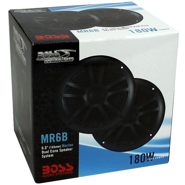 180w Dual Cone Marine Full Range Speakers Black 1 Pair