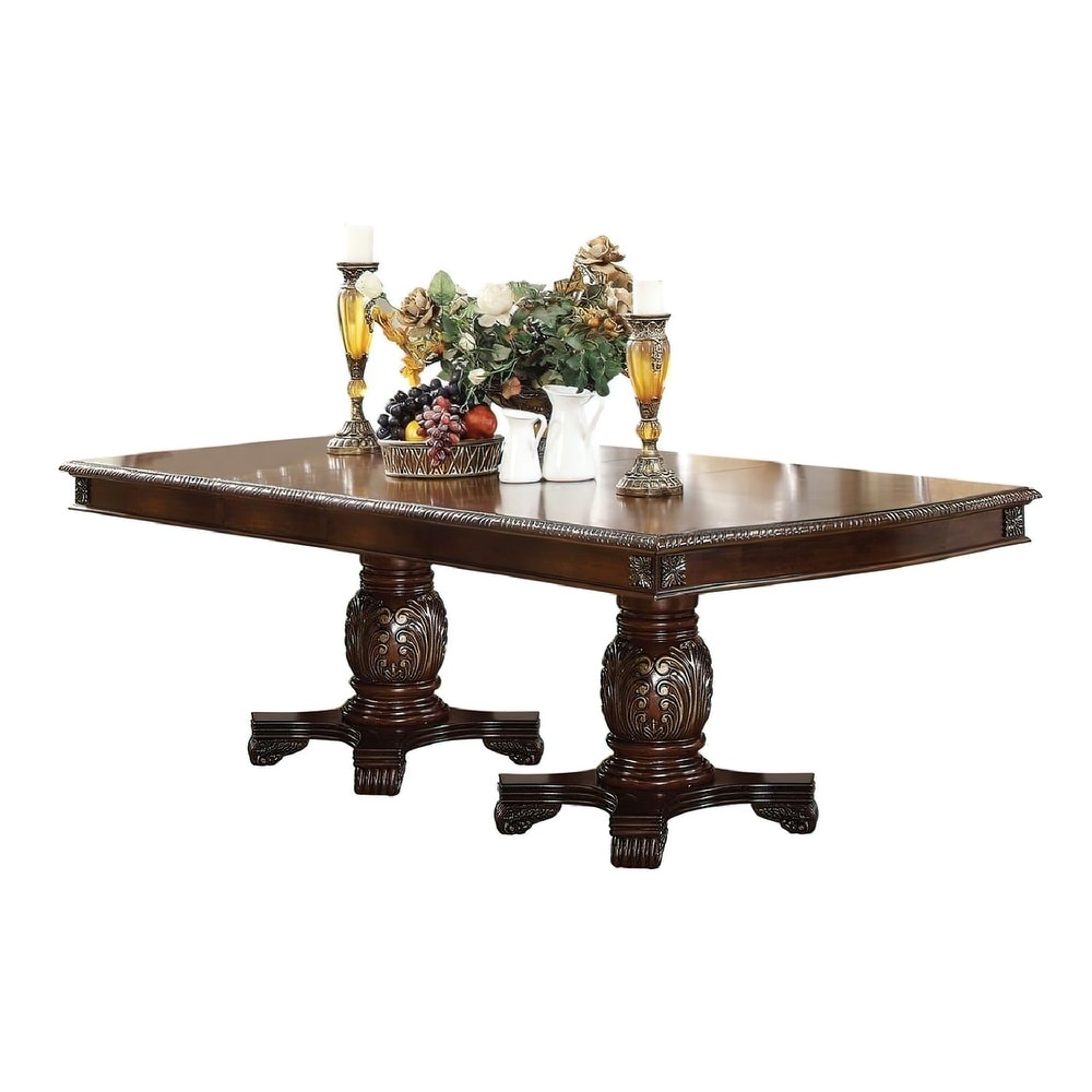 Loki 66 96 Inch Carved Dining Table  Espresso Brown Wood  Extension Leaves