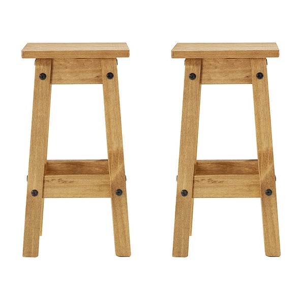 Wood Set of 2 Kitchen Stools Corona Collection | Furniture Dash