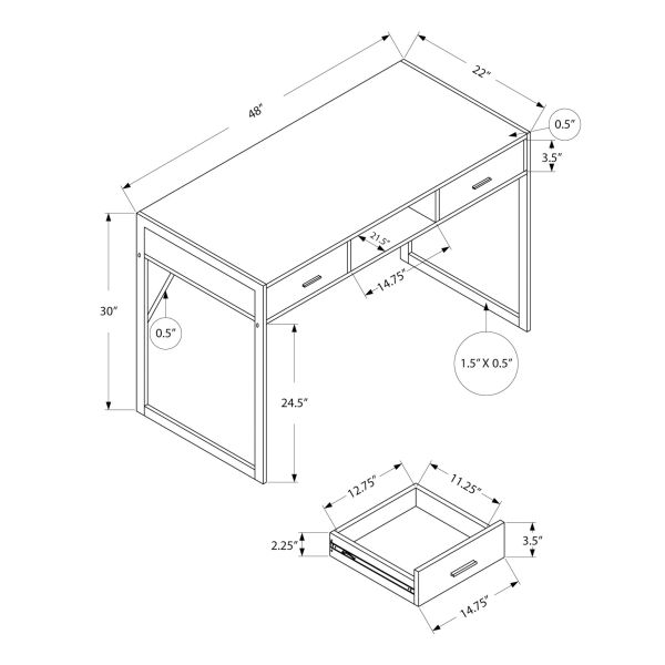 Computer Desk， Home Office， Laptop， Storage Drawers， 48