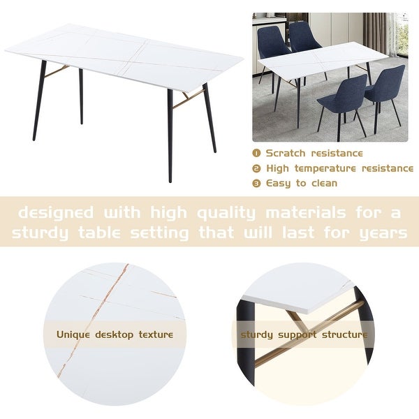 Williamspace Ceramic Dining Table with Marble Pattern