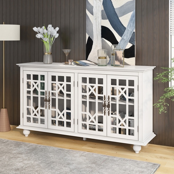 Nestfair Wooden Sideboard with Adjustable Height Shelves and 4 Doors