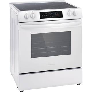 Frigidaire 30 in. 5-Element Slide-In Front Control Electric Range with Steam Clean in White FCFE3062AW