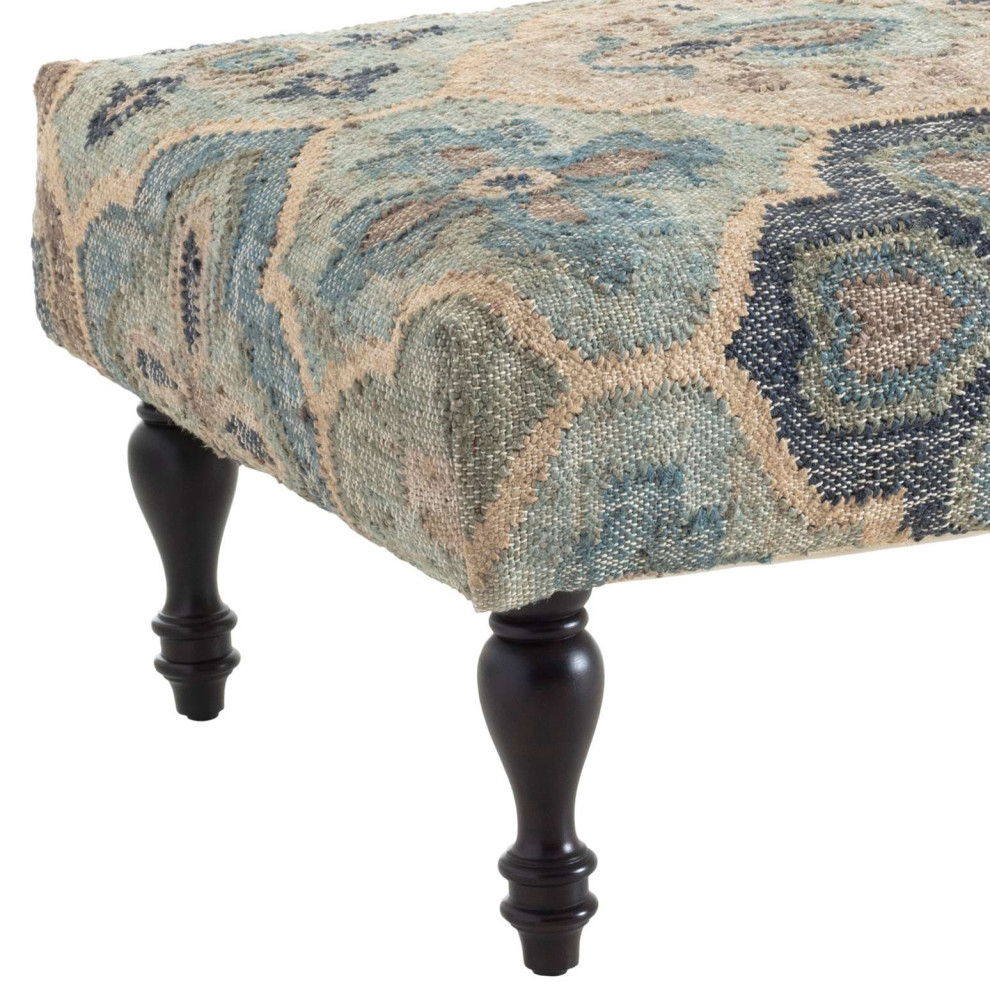 Pali Blue Rug Ottoman   Mediterranean   Footstools And Ottomans   by Annie Selke  Houzz