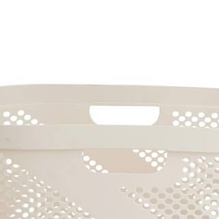 Mind Reader Basket Collection Laundry Basket 40 Liter (10kg22lbs) Capacity Cut Out Handles Ventilated Ivory HHAMP40-IVO