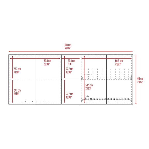 Portofino 150 Wall Cabinet  Double Door  Two Exter...