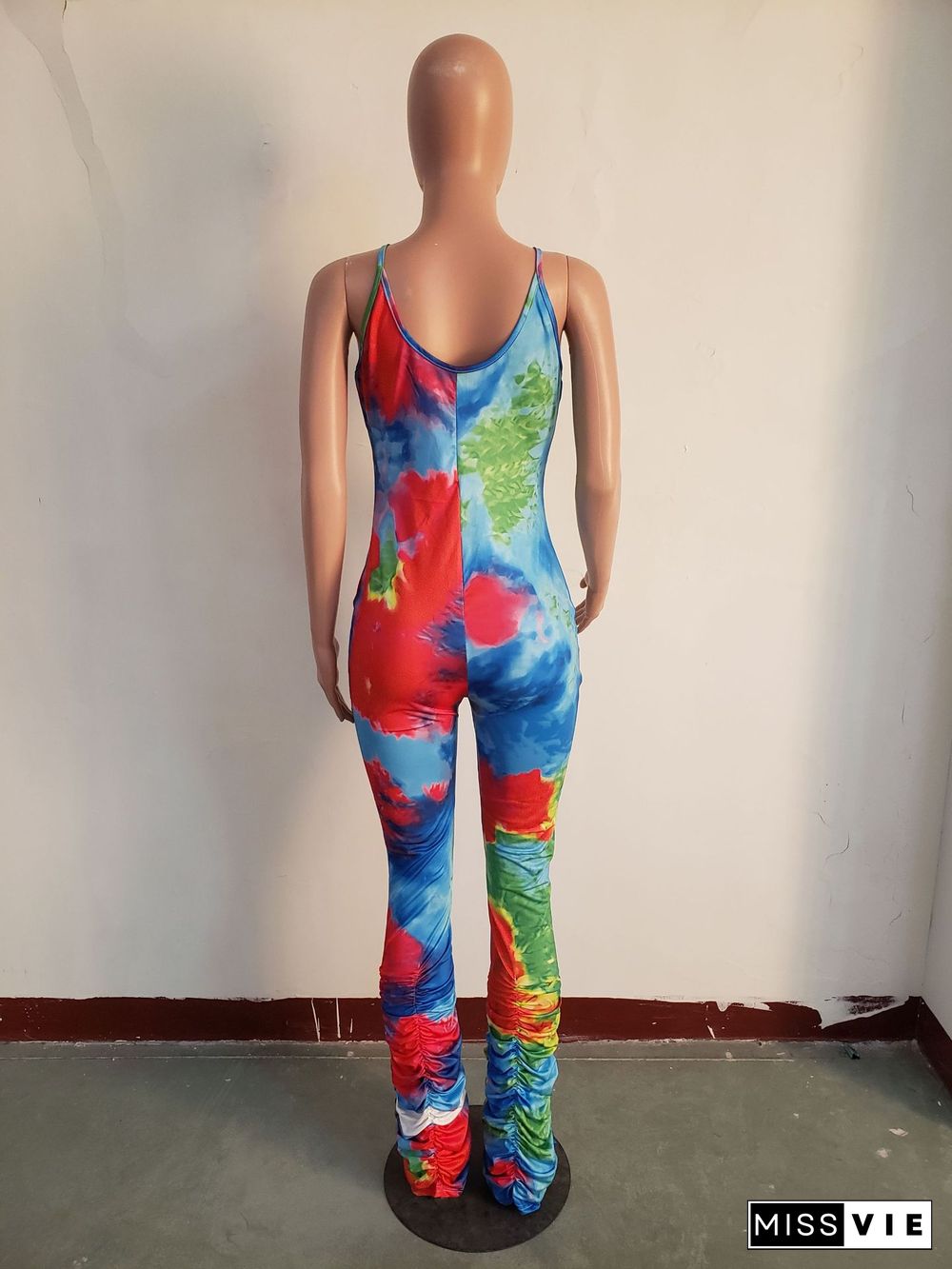 Colorful Printed Straps Sleeveless Stack Jumpsuit