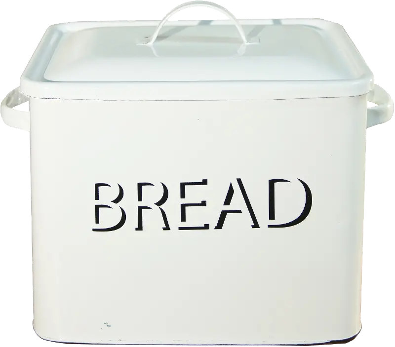 White Enamel Lidded Bread Box