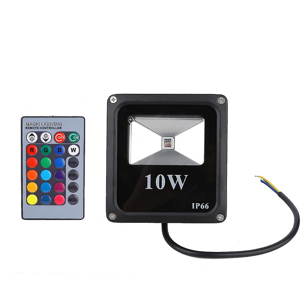 RGB 10W Outdoor LED Lamp Floodlight with Remote Control for Courtyard AC85-265V(black)