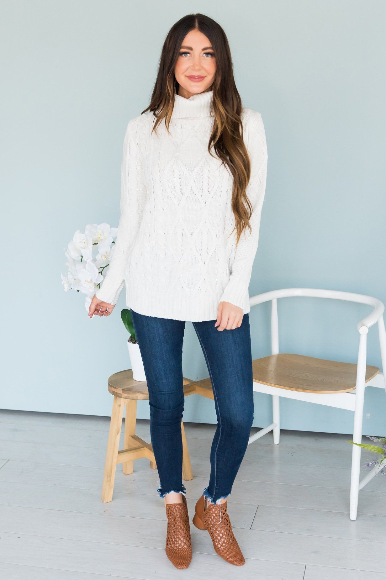 Spiced Smiles Modest Turtleneck Sweater