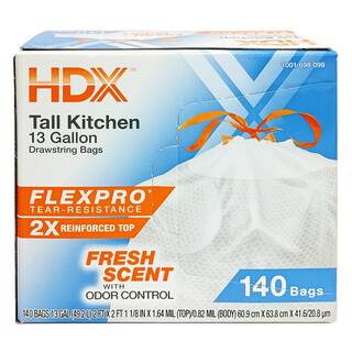 HDX FlexPro 13 Gallon Fresh Scent Kitchen Trash Bag (140-Count) HD13XHF140W