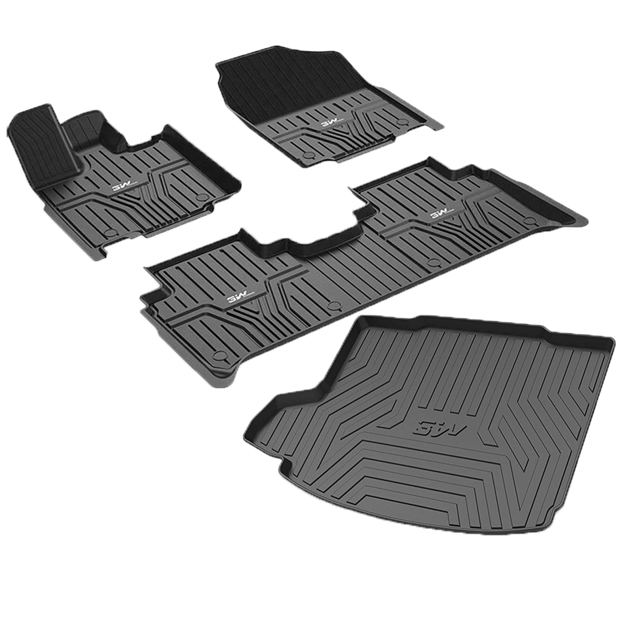 3W Floor Mats 2 Row w/ Trunk mat Cargo Liner for Honda CRV 2017-2020 2021 Custom Fit，Not For Hybrid Model