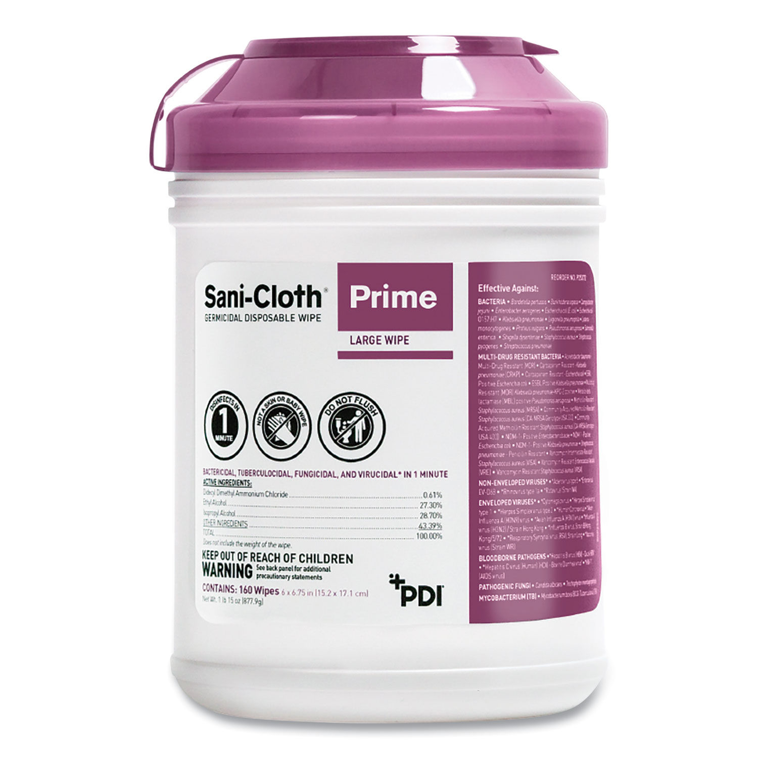 Sani-Cloth Prime Germicidal Disposable Wipes by Sani Professionalandreg; PDIP25372