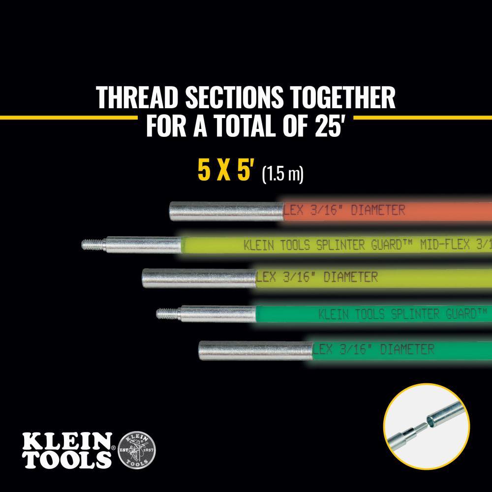 Klein Tools 25 ft. Multi-Flex Glow Fish Rod Set 50254