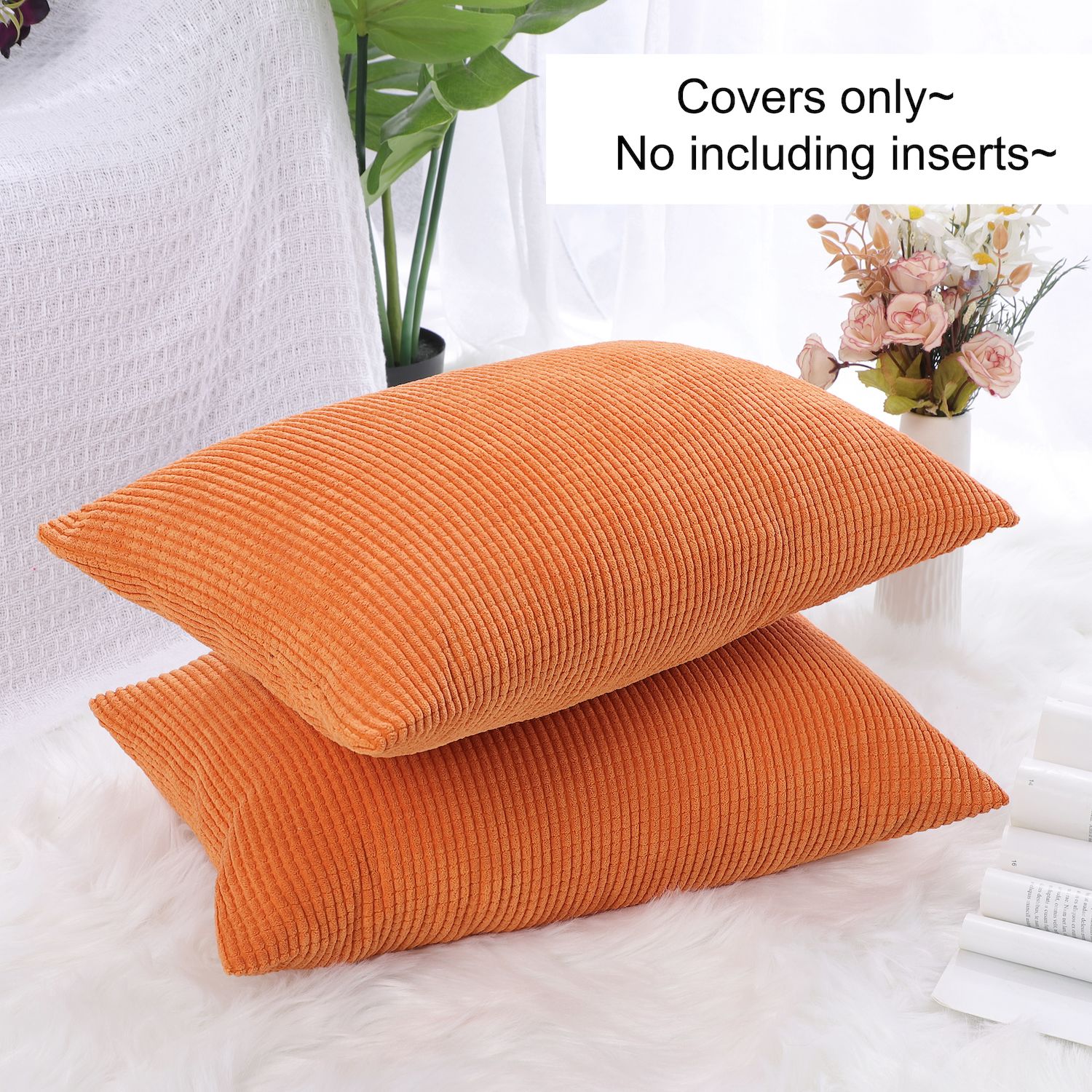 Throw Pillow Cover Corn Stripe Throw Pillow Case Shell for Sofa 2 Pcs 12x18