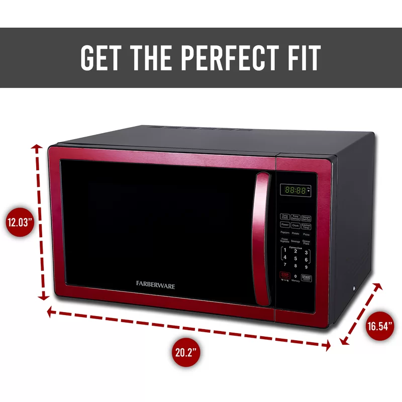 Farberware FMO11AHTBKN 1.1 cu. Ft. 1000-Watt Countertop Microwave Oven in Metallic Red