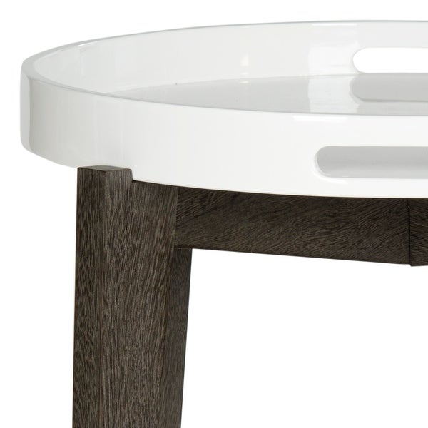 SAFAVIEH Ben White/ Brown Lacquer Side Table - 19.6