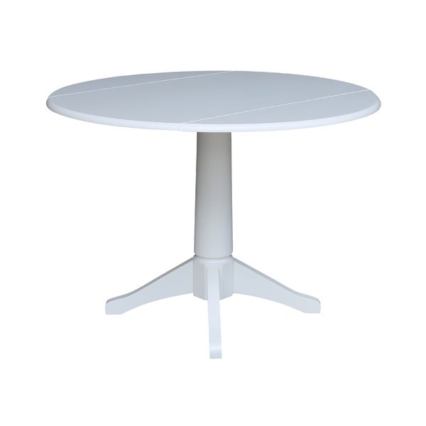 42 in Round Top Dual Drop Leaf Pedestal Table - White