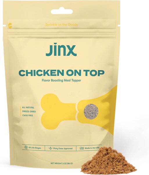 Jinx Freeze Dried Chicken Dry Dog Food Topper， 3-oz bag