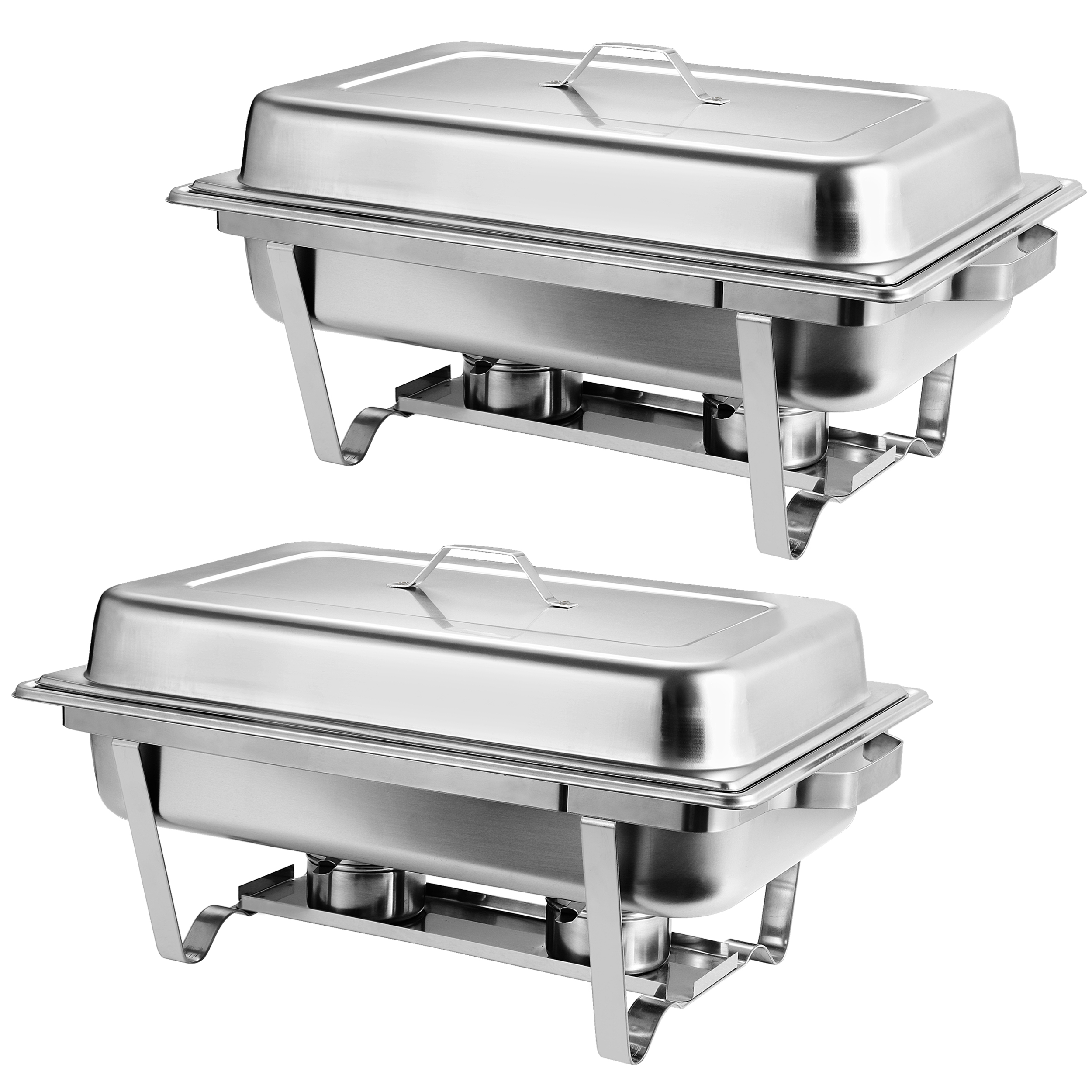 ZENY Stainless Steel Chafing Dish Full Size Chafer Dish Set 2 Pack of 8 Quart， Silver