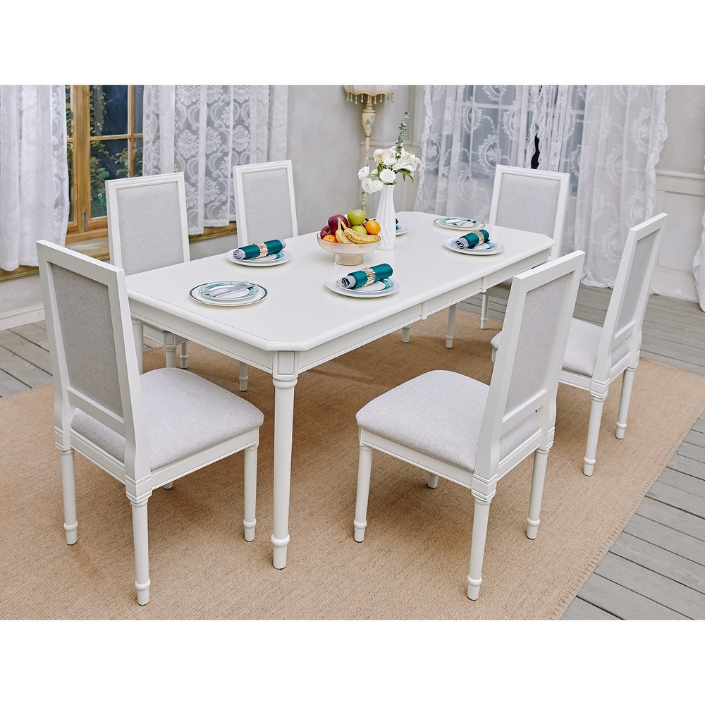 Homy Casa French Style Extendable Solid Wood Dining Table for 6 seater