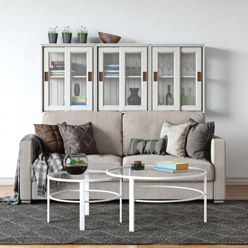 Gaia Round Nested Coffee Table in White   Contemporary   Coffee Tables   by BisonOffice  Houzz