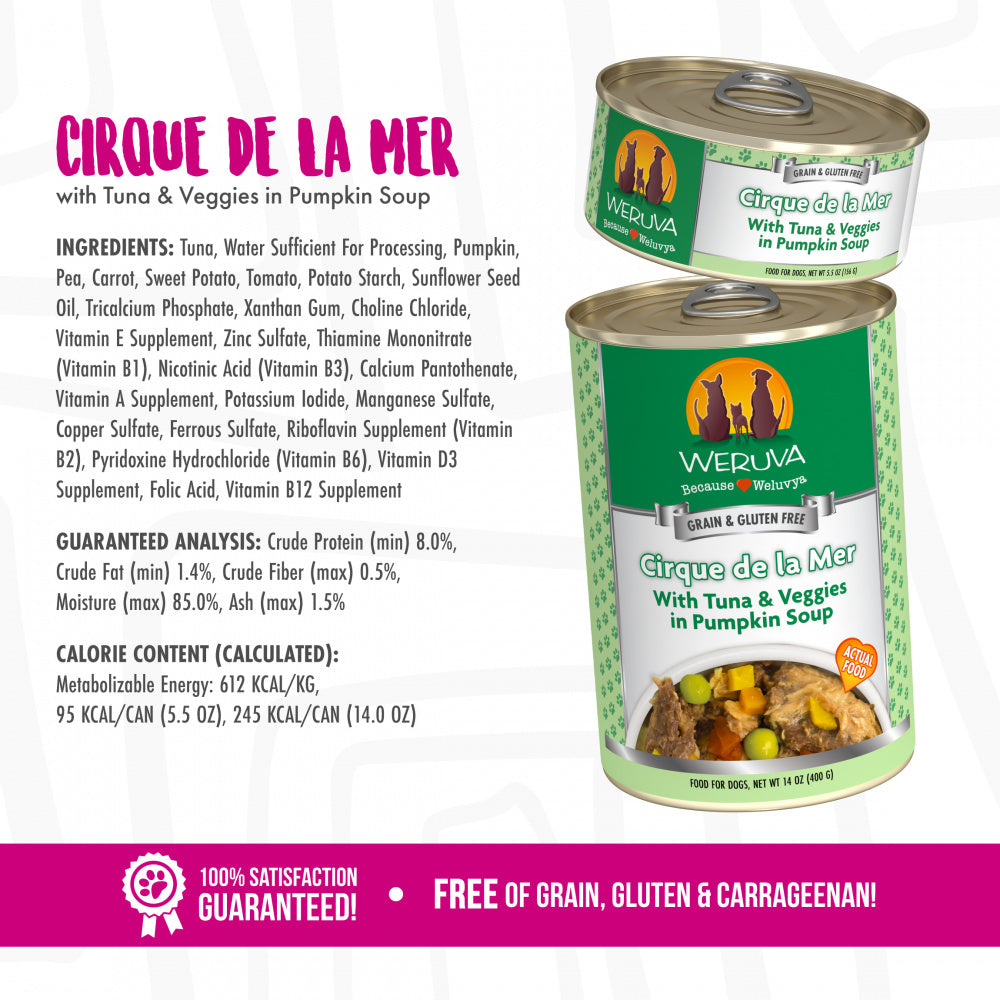 Weruva Cirque de la Mer with Tuna and Veggies in Pumpkin Soup Canned Dog andndash; Pet Empire and Supplies