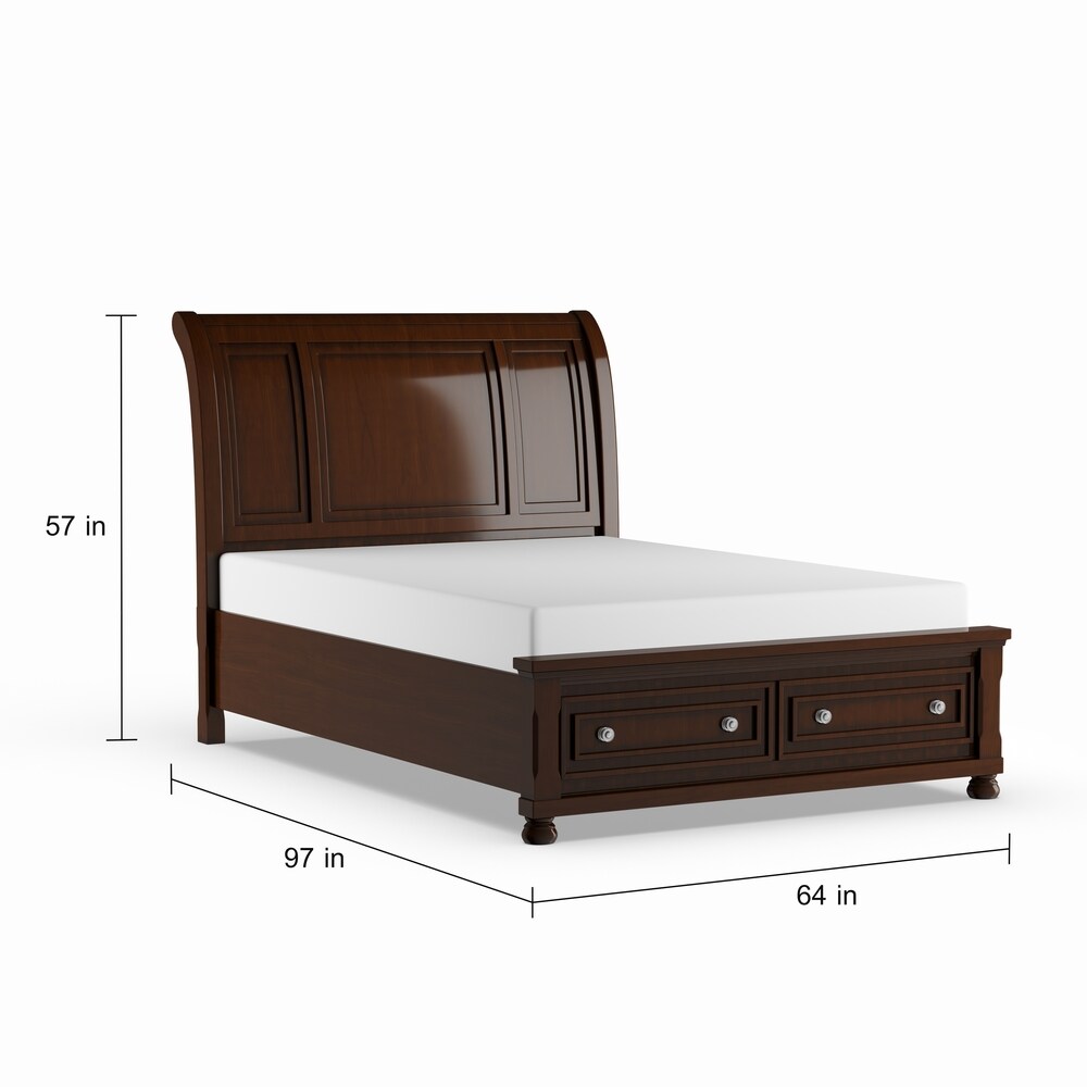 Barelle I Transitional Cherry Solid Wood Storage 2 Piece Platform Bed and Nightstand Set with USB by Furniture of America