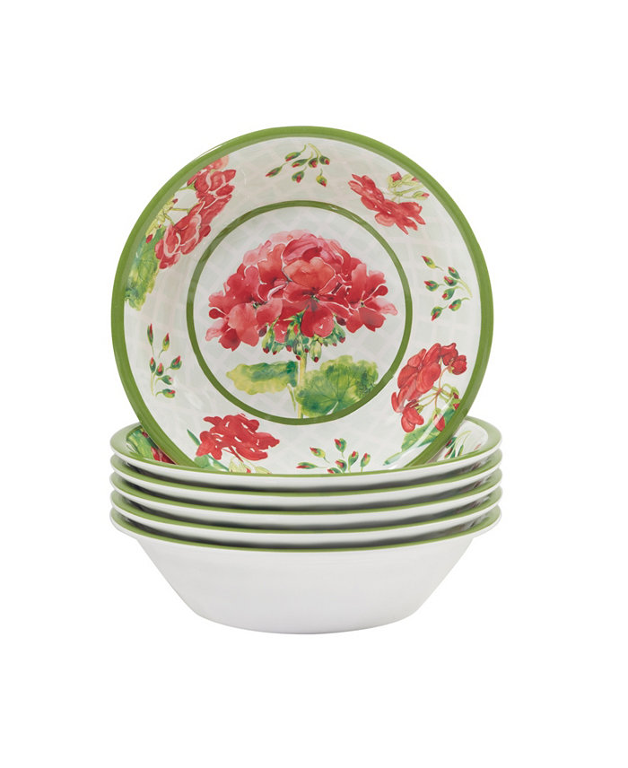 Certified International Geraniums Melamine All Purpose Bowl Set of 6