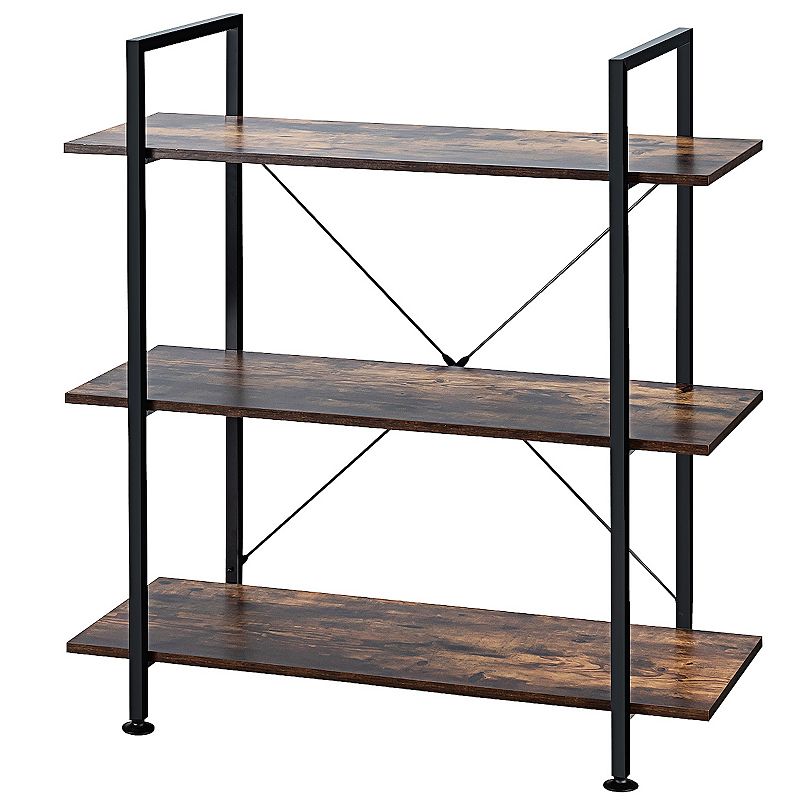 Industrial Bookcase with Metal Frame for Home Office