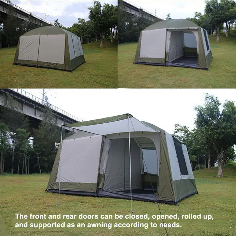 Large 2 Rooms 1  Living Room Luxury Family Camping Tent For 6 12 Persons Automatic Instant Outdoor Waterproof Glamping Tents/